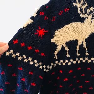 Sweaters - Handknit moose elk sweater navy women’s L deer Sweaters - Handknit moose elk sweater navy women’s L deer
